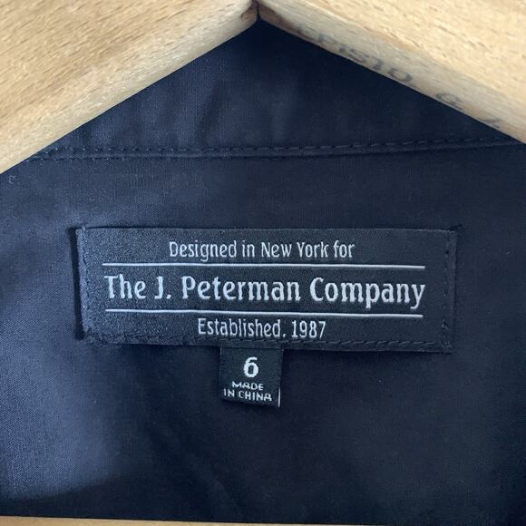 J Peterman Company Womens Button Top Sz 6 Black Tie Front Parisian Office - Picture 10 of 14